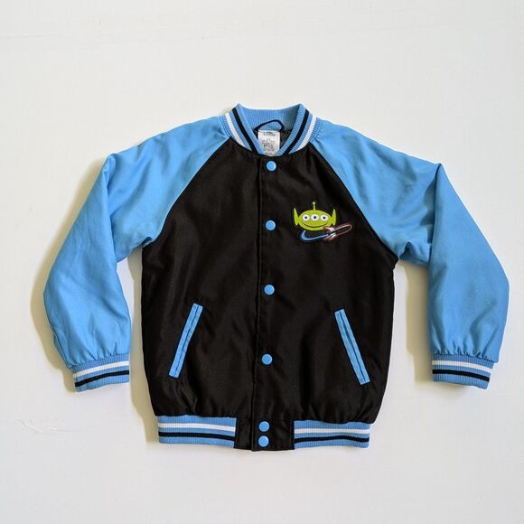 Disney Toy Story Buzz Lightyear Alien Varsity Bomber Jacket Kids 5/6 Insulated - Picture 2 of 8